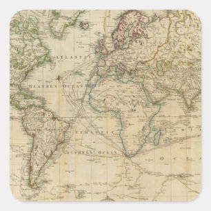 World Hand Colour Map Vierkante Sticker