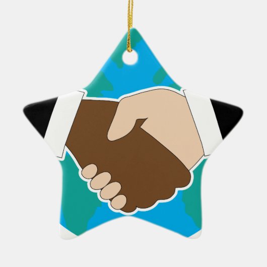 World Hand Shake Keramisch Ornament (Voorkant)
