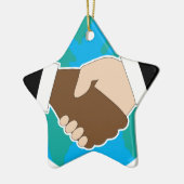 World Hand Shake Keramisch Ornament (Links)