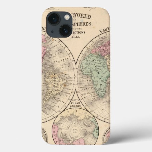 World Hemispheres Map door Mitchell Case-Mate iPhone Case (Achterkant)