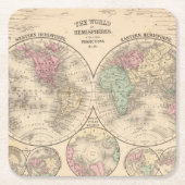 World Hemispheres Map door Mitchell Kartonnen Onderzetters (Voorkant)