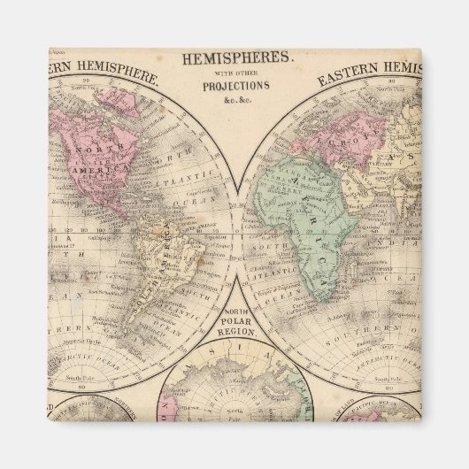 World Hemispheres Map door Mitchell Magneet (Voorkant)