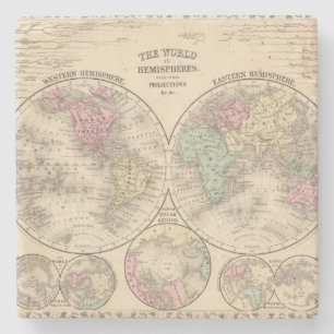 World Hemispheres Map door Mitchell Stenen Onderzetter