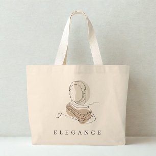 World Hijab Day Elegant Tote   Minimal Line Art Grote Tote Bag