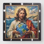 World in His Hands: Love Defined Vierkante Klok (Voorkant)