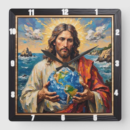 World in His Hands: Love Defined Vierkante Klok (Voorkant)