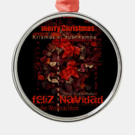 World Kerstmis - Navidad Joyeux Noel - Metalen Ornament