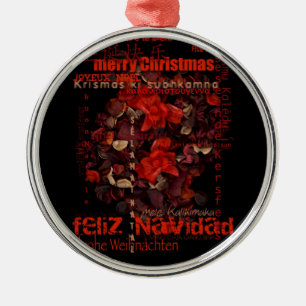 World Kerstmis - Navidad Joyeux Noel - Metalen Ornament