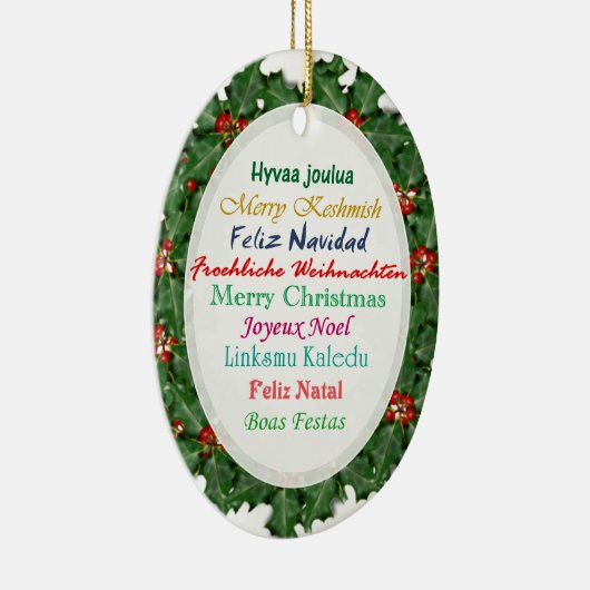 World Languages Merry kersttext Ornament (Rechts)