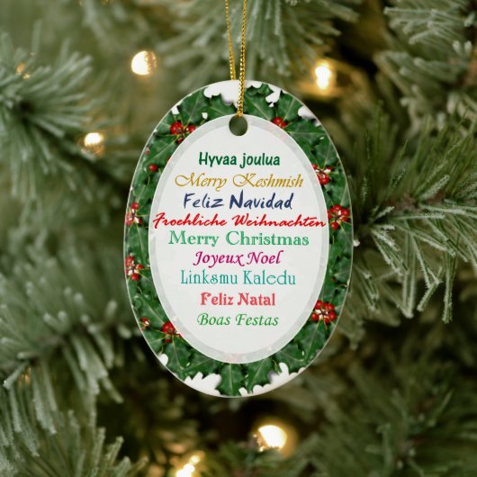 World Languages Merry kersttext Ornament (Boom)