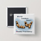 World Leaders React (Obama) Vierkante Button 5,1 Cm (Voorkant /achterkant)