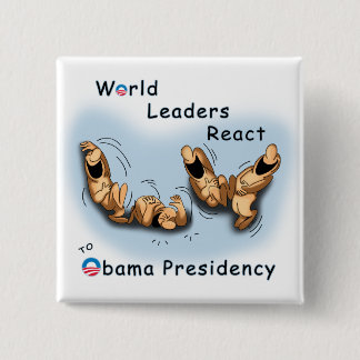 World Leaders React (Obama) Vierkante Button 5,1 Cm