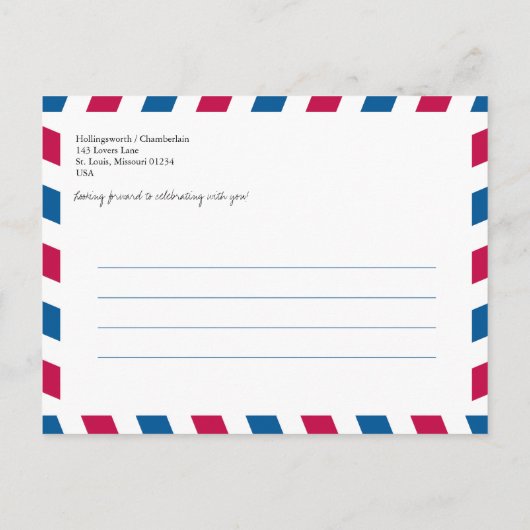 World Locations Airmail Bewaar de datum Aankondigingskaart (Achterkant)