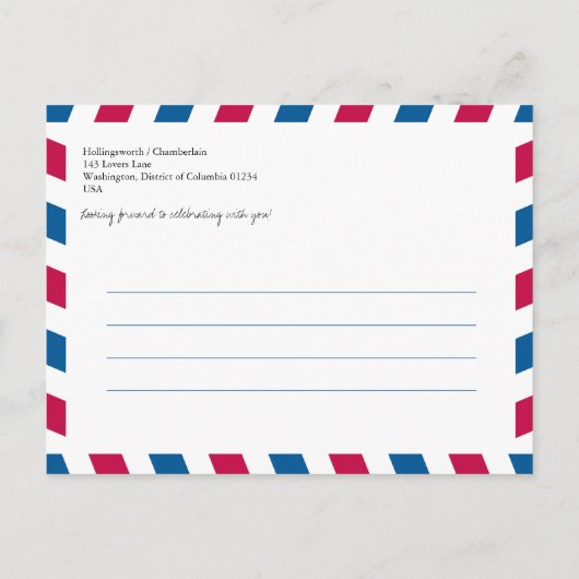 World Locations Airmail Bewaar de datum Aankondigingskaart (Achterkant)