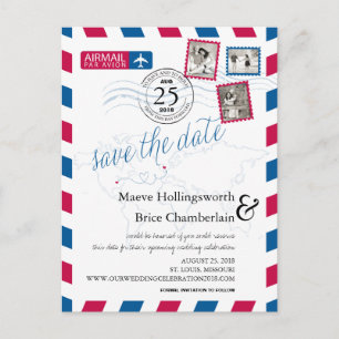 World Locations Airmail sparen de datum Aankondigingskaart