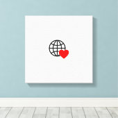 World Love Globe Icon | Heart Earth Summer Design Canvas Afdruk (Insitu (Houten vloer))