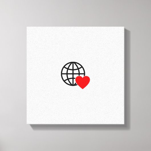 World Love Globe Icon | Heart Earth Summer Design Canvas Afdruk (Voorkant)