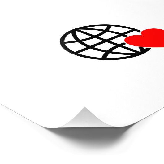 World Love Globe Icon | Heart Earth Summer Design Foto Afdruk (Hoek)