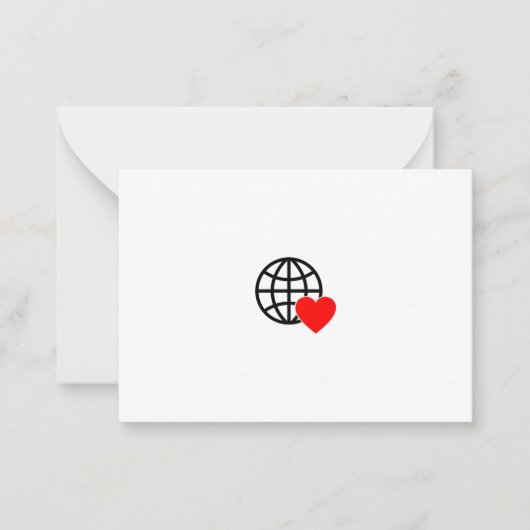 World Love Globe Icon | Heart Earth Summer Design Notitiekaartje (Voorkant)