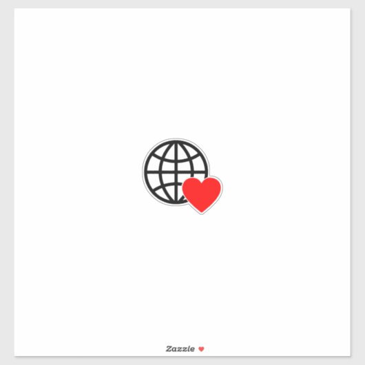 World Love Globe Icon | Heart Earth Summer Design Sticker (Vel)