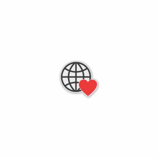World Love Globe Icon | Heart Earth Summer Design Sticker (Voorkant)