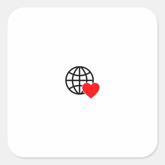 World Love Globe Icon | Heart Earth Summer Design Vierkante Sticker (Voorkant)