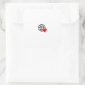 World Love Globe Icon | Heart Earth Summer Design Vierkante Sticker (Tas)