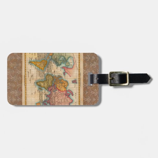World Map 1700s Antique Continents  Bagagelabel (Voorkant horizontaal)