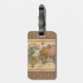 World Map 1700s Antique Continents  Bagagelabel (Achterkant verticaal)