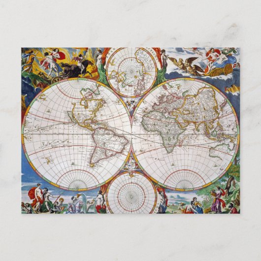 WORLD MAP, 17th CENTURY Briefkaart (Voorkant)