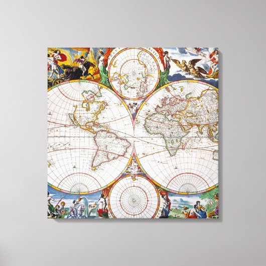WORLD MAP, 17th CENTURY Canvas Afdruk (Voorkant)