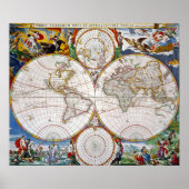 WORLD MAP, 17th CENTURY Poster (Voorkant)