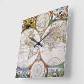 WORLD MAP, 17th CENTURY Vierkante Klok (Hoek)