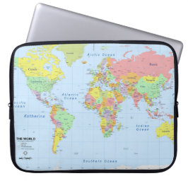 World Map Add Name Padded Laptop Sleeve