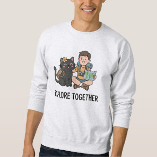 World Map Adventure Black Cat Boy Graphic Art Trui