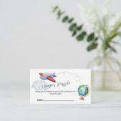World Map Airplane Diaper Raffle Baby Shower Informatiekaartje (Staand voorkant)