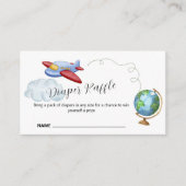 World Map Airplane Diaper Raffle Baby Shower Informatiekaartje (Voorkant)