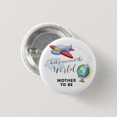 World Map Airplane Mother To Be Baby Shower Ronde Button 3,2 Cm (Voorkant /achterkant)