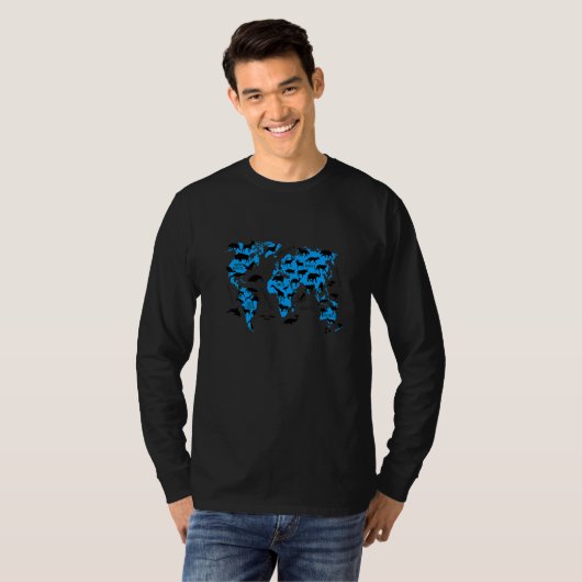 World Map Animals Collection Location Educational T-shirt (Voorkant volledig)