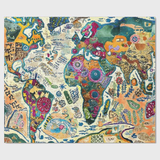 World Map  Cadeaupapier (Vlak)