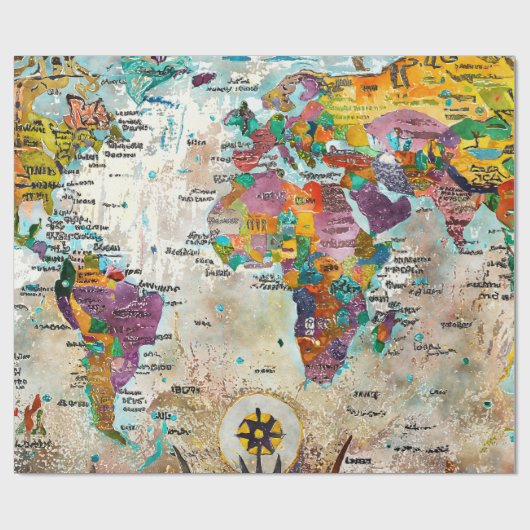 World Map  Cadeaupapier (Vlak)