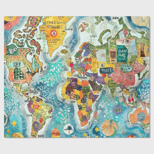 World Map  Cadeaupapier (Vlak)