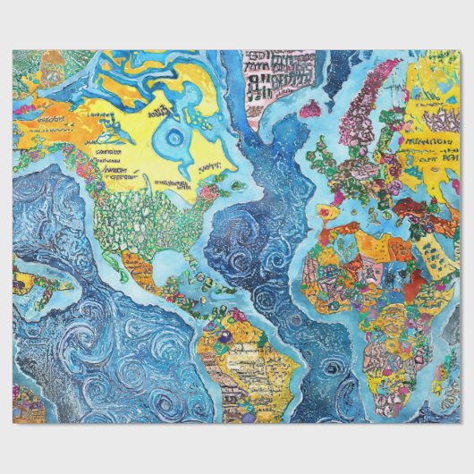 World Map  Cadeaupapier (Vlak)