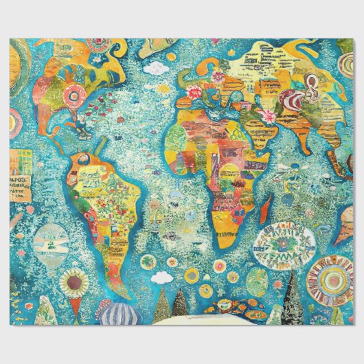 World Map  Cadeaupapier (Vlak)