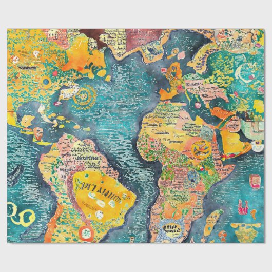 World Map  Cadeaupapier (Vlak)