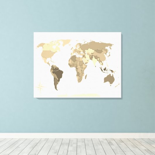 World Map Canvas Afdruk (Insitu (Houten vloer))
