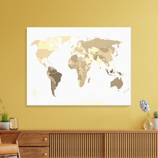 World Map  Canvas Afdruk (Insitu (Woonkamer))