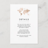 World Map | Elegant Reis thema Bruiloft Details Informatiekaartje (Voorkant)