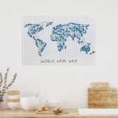 World Map | Elektronische microchipschakelingen Poster (Keuken)
