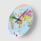 World Map For Kids - Cute and Fun Ronde Klok (Hoek)